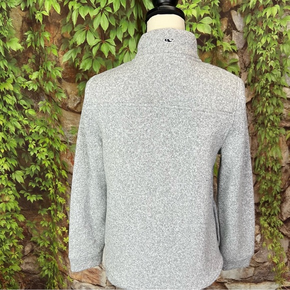 VINEYARD VINES Girls' Heathered Gray Zip Front Fleece, XL - Picture 6 of 11